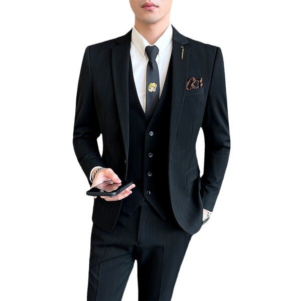 Striped Suit Men's Three-piece Suit - Image 6