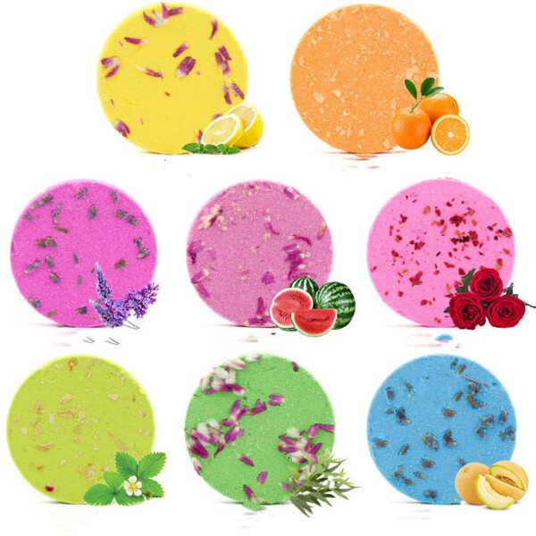 Shower Steamer Aromatherapy Shower Sheet Round Biscuit Flower Shower Sheet Set Essential Oil Bath Salt Bubble Bomb - Image 2