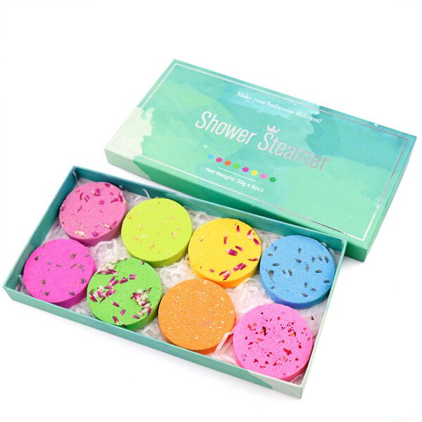 Shower Steamer Aromatherapy Shower Sheet Round Biscuit Flower Shower Sheet Set Essential Oil Bath Salt Bubble Bomb - Image 3