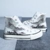 Chinese Style Canvas Shoes Retro Landscape Painting Lotus Pond Bamboo Forest Student High-top Board Shoe - Image 2