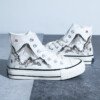 Chinese Style Canvas Shoes Retro Landscape Painting Lotus Pond Bamboo Forest Student High-top Board Shoe - Image 5