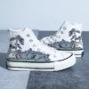 Chinese Style Canvas Shoes Retro Landscape Painting Lotus Pond Bamboo Forest Student High-top Board Shoe - Image 6