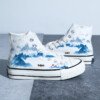 Chinese Style Canvas Shoes Retro Landscape Painting Lotus Pond Bamboo Forest Student High-top Board Shoe - Image 3