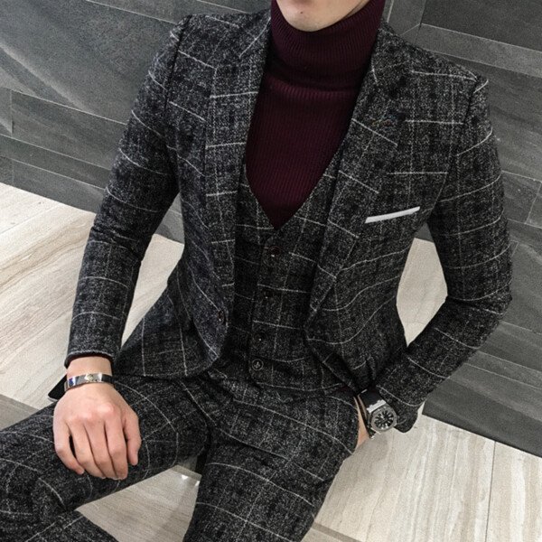 Thick Slim Fit Plaid Suits - Image 4