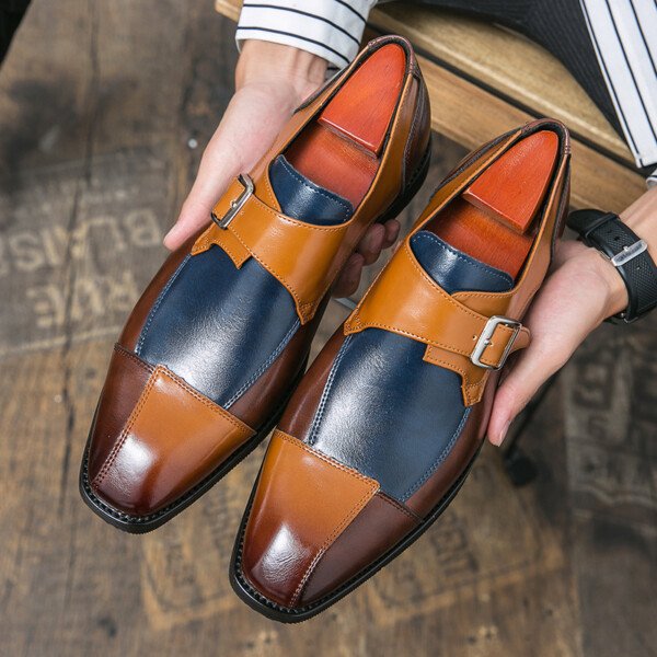 Men's British Style Assorted Colors Retro Buckle Casual Leather Shoes - Image 9