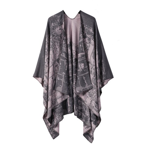 Thickened Cashmere-like Dual-use Geometric Tassel Scarf Cloak - Image 7