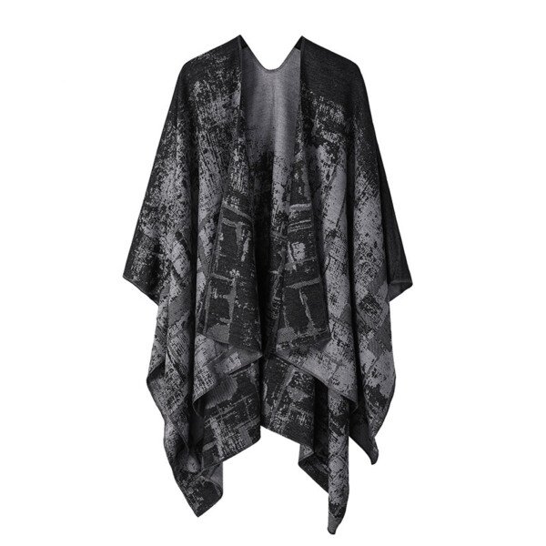 Thickened Cashmere-like Dual-use Geometric Tassel Scarf Cloak - Image 8