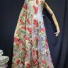 Multicolor Gold Thread Flower Mesh Embroidered Lace Fabric - Image 3